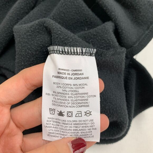 Nike Yoga Luxe Top Womens L Black Fleece V Neck Modal Blend Long Sleeve Cropped - Picture 9 of 14